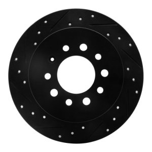 Hyundai Tiburon Brake Rotor (1) - Rear Left - R1 Concepts - Drilled & Slotted - Black - `07-`08